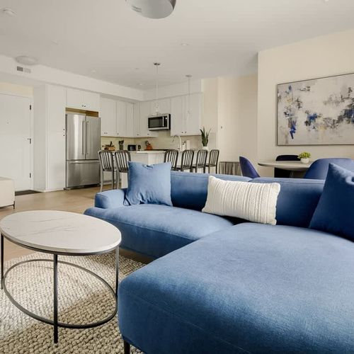 Living area and kitchen