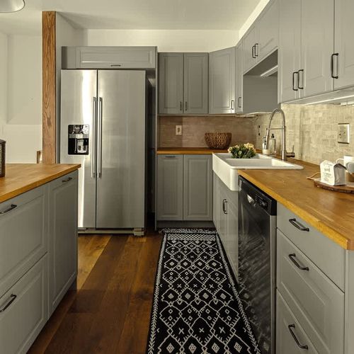 Kitchen with stainless steel appliances