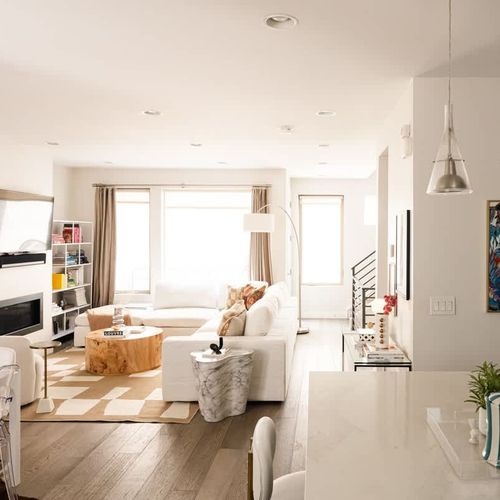 Looking from kitchen into living area