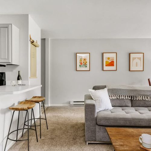 Living area and bar seating