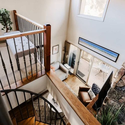 Looking down into living area from upstairs