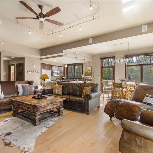 Living and dining areas