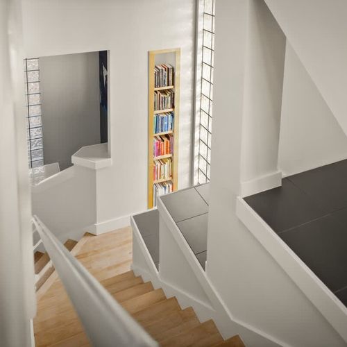 Stairs from entry level up to main level living area