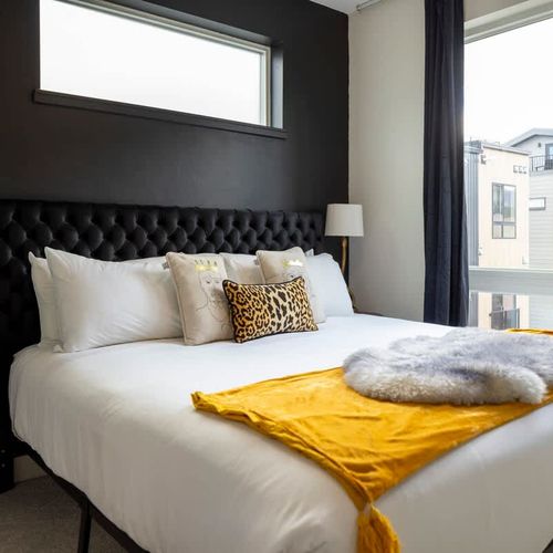 Primary bedroom with king bed