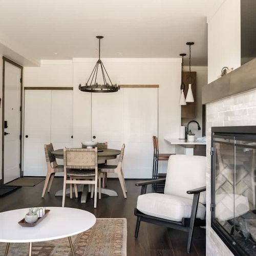 Living area seating and dining area