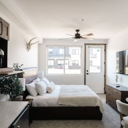 Primary bedroom with king bed