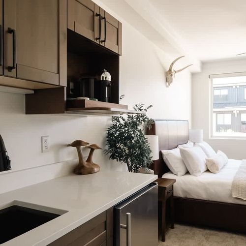 Coffee bar area in the primary bedroom