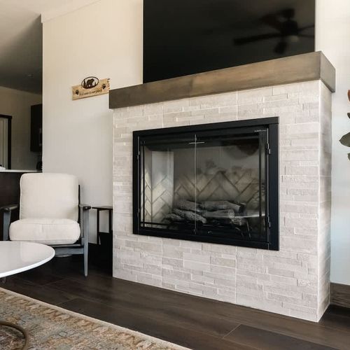 Living area with fireplace