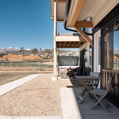 Additional patio seating off of the primary bedroom