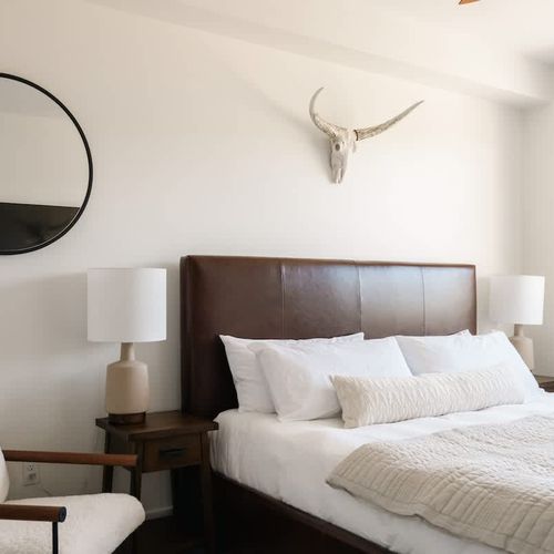 Primary bedroom with king bed