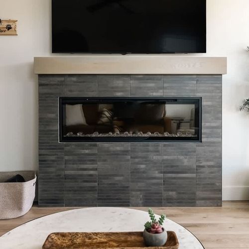 Living area with fireplace and flatscreen TV