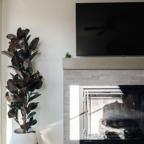 Living area with fireplace