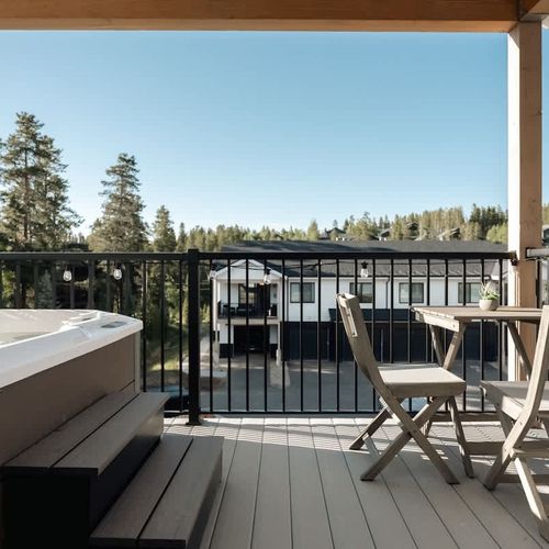 Balcony with hot tub and seating