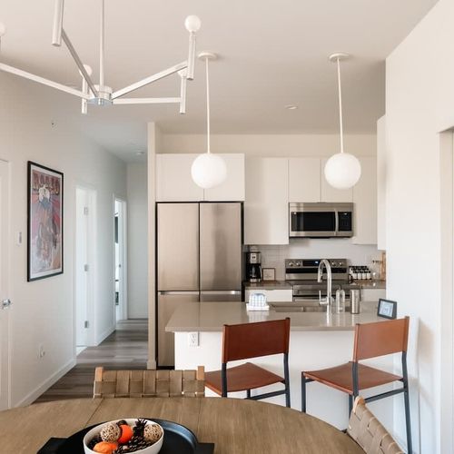 Kitchen with stainless steel appliances
