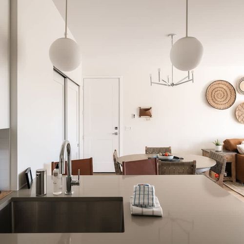 Kitchen, dining, and entry areas