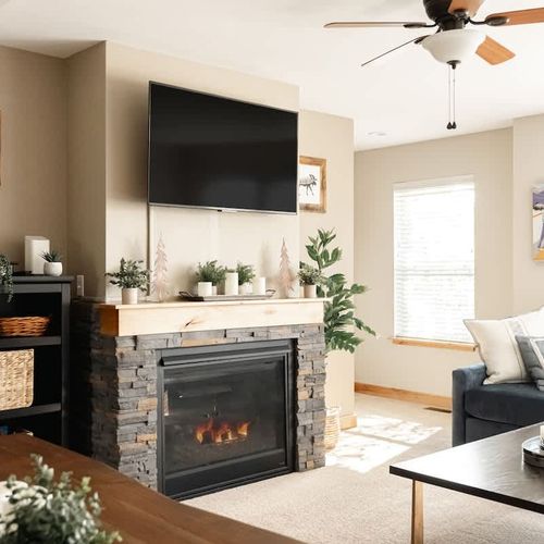 Gas fireplace in the living area