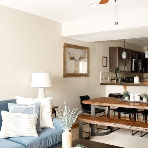 Living and dining areas