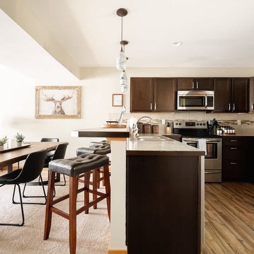 Dining area with open kitchen