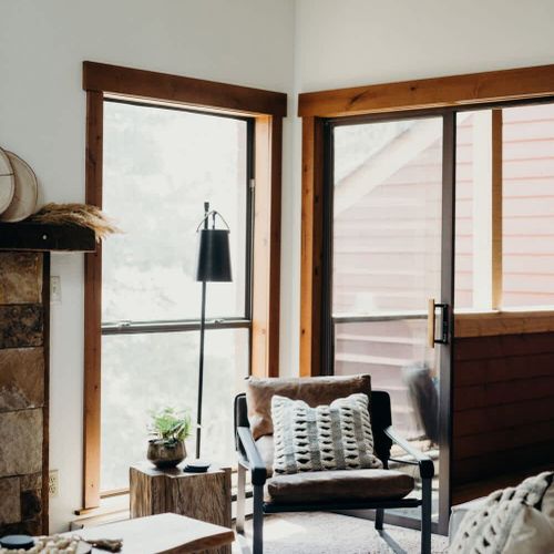 Living room open to entry balcony