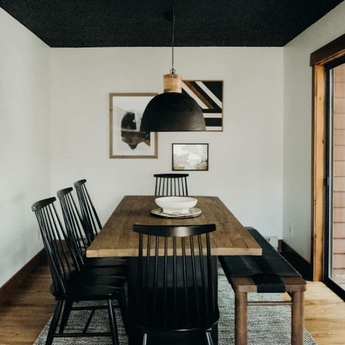 Dining table with bench seating