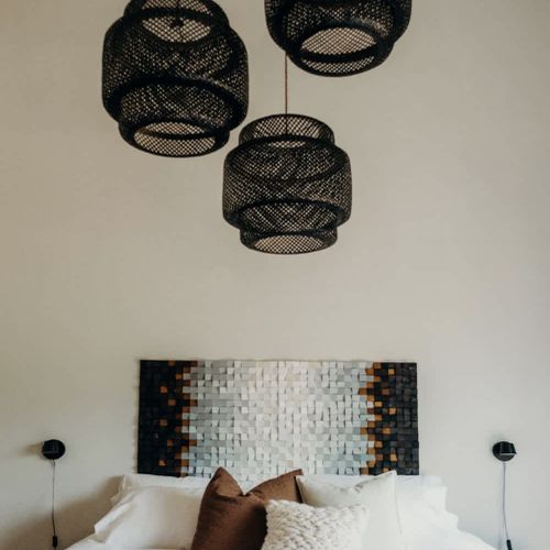 Primary bedroom with king bed