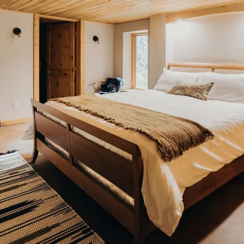 The basement bedroom still reaps the benefits of natural lighting