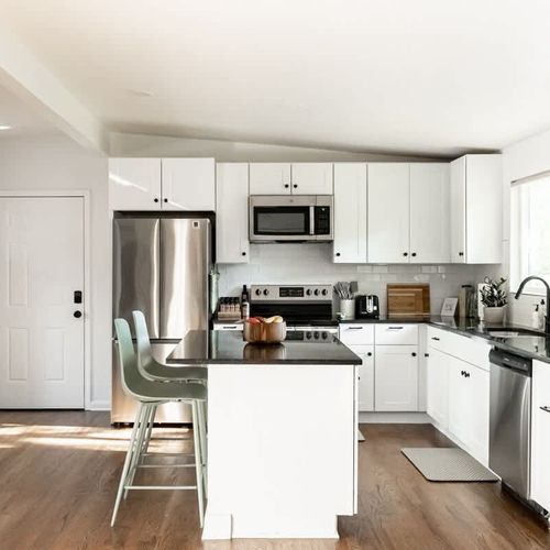 Kitchen with island counter