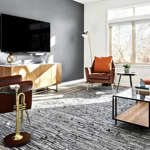 Living area with cozy leather armchairs