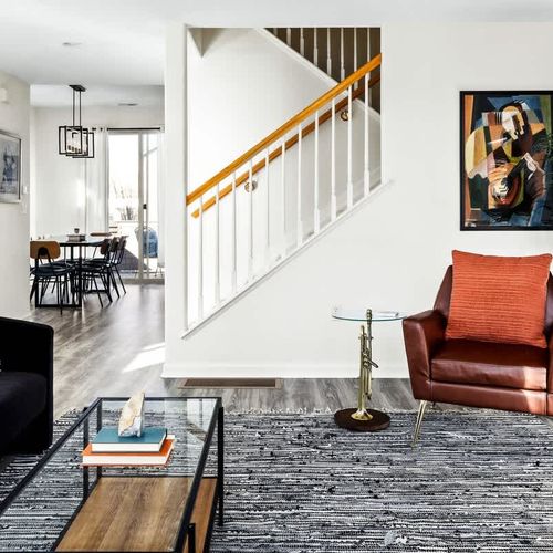 Living area into the dining area