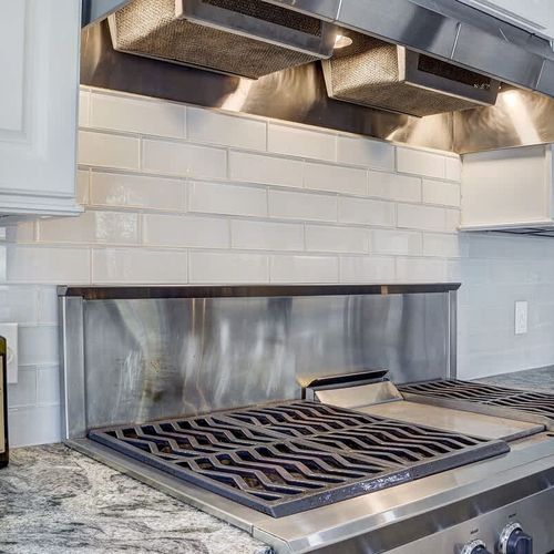 Gas stove in kitchen