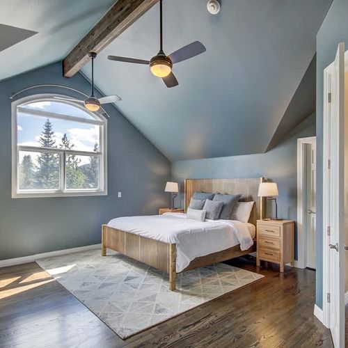 Primary bedroom with king bed