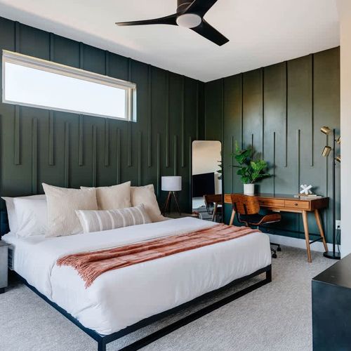 Primary king bedroom with work station