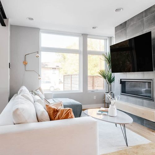 Living area with pull-out sleeper sofa