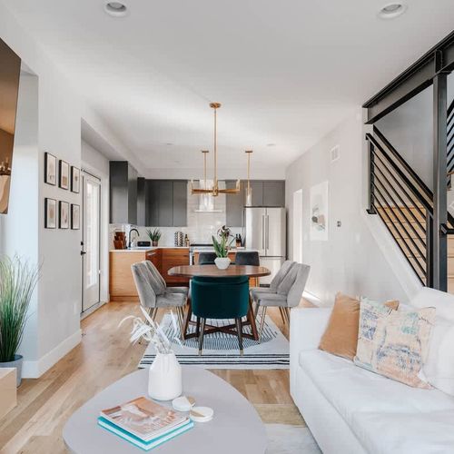 Open space floor plan with living area, dining area and kitchen