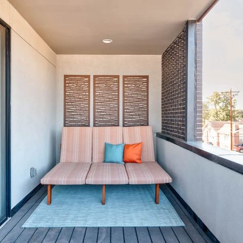 Primary bedroom balcony with lounge