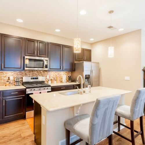 Kitchen with bar-style seating