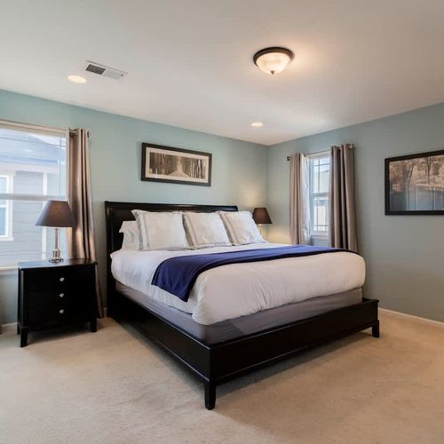 Primary bedroom with king bed