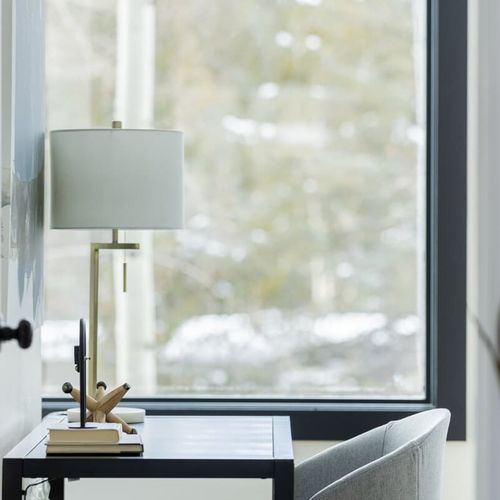 Great workspace with desk and chair