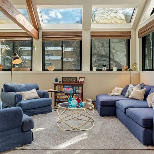 Living area with skylights
