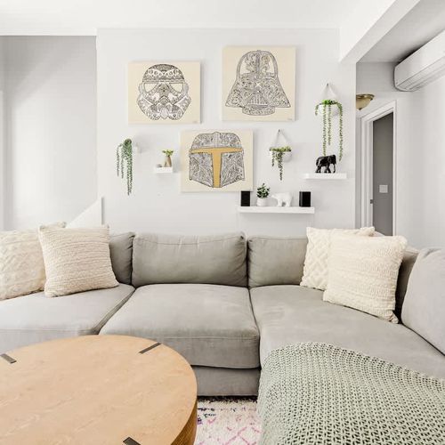 Large couch in living area