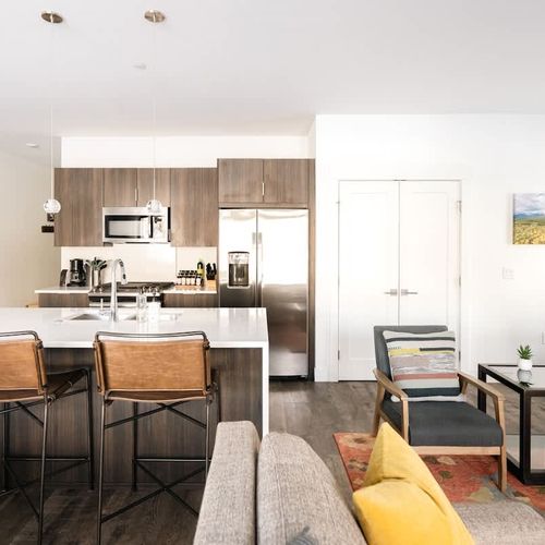 Kitchen and living area seating