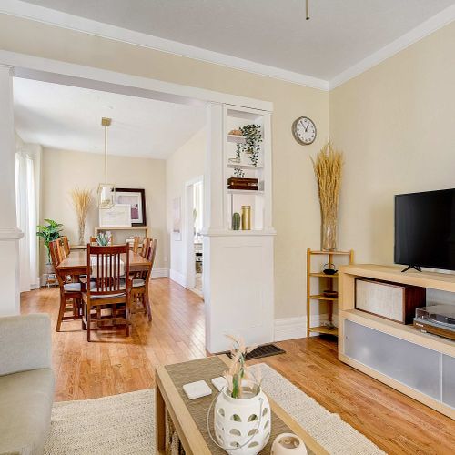 Looking from living room into dining area