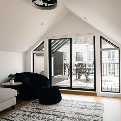 Living area and rooftop deck