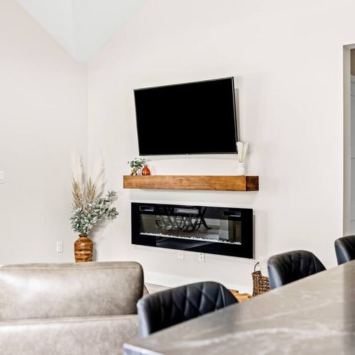 Please note that the electric fireplace is currently non-operational.