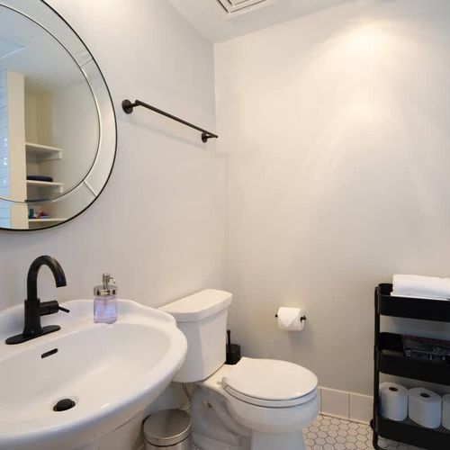 The room includes a full bathroom.