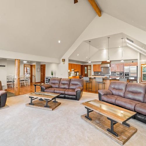Plenty of seating in the open living room on the main level.