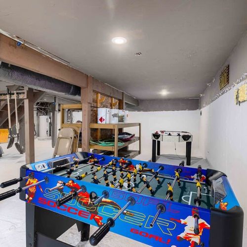 The game room downstairs with foosball, table tennis and air hockey!