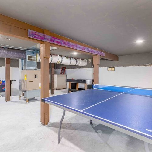 The game room downstairs with foosball, table tennis and air hockey!