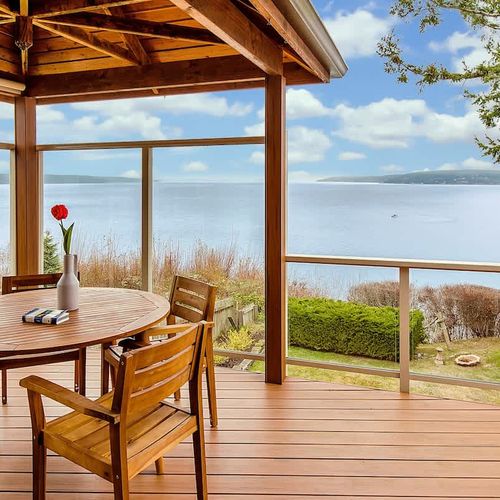 Outdoor dining at it's best with a covered dining area.