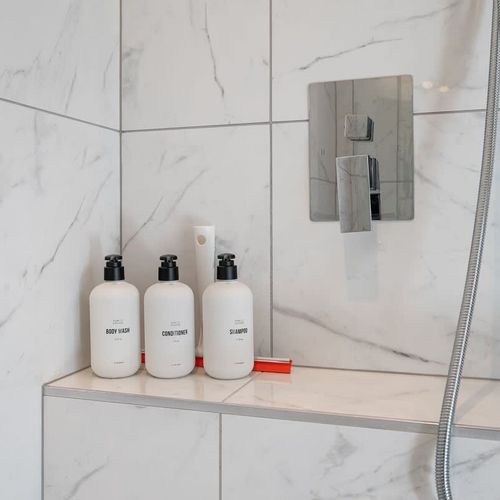 The full bathroom is located on the second floor between the bedrooms.